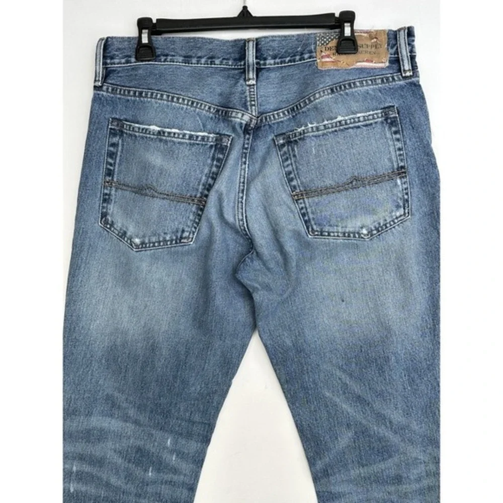 Denim & Supply Ralph Lauren Mens Jeans Size 34x32 Blue Slouch American Flag